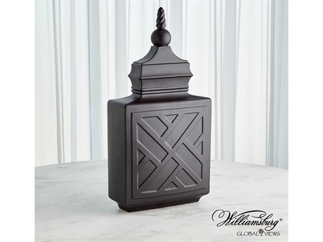 Global Views Chinoiserie Matte Black 14" Jar