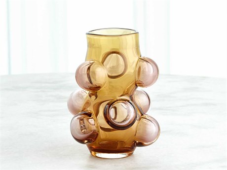 Global Views Bubbled Amber / Blush 7" Vase