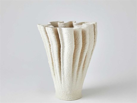 Global Views Ripple Matte White 10" Vase