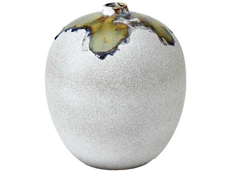 Global Views Volcan Grey Reactive Green Vase