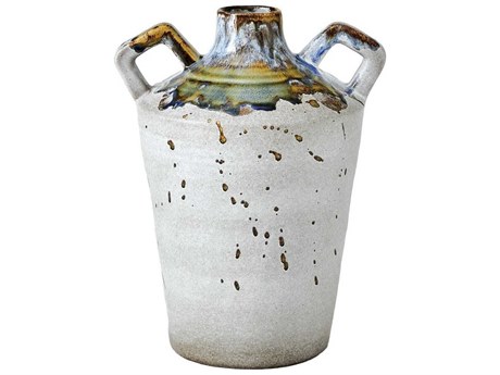 Global Views Volcan Handled Grey Reactive Green Jar