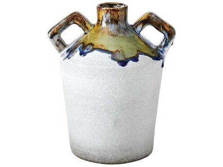 Global Views Volcan Handled Grey Reactive Green Jar