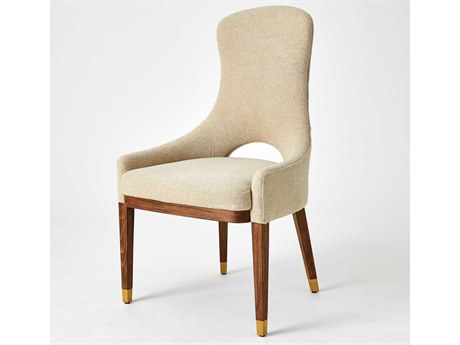 Global Views Beech Wood Beige Upholstered Side Dining Chair