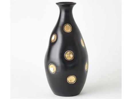 Global Views Dimples Bulbous Black 9" Vase