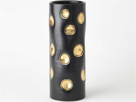 Global Views Dimples Cylinder Black 6" Vase