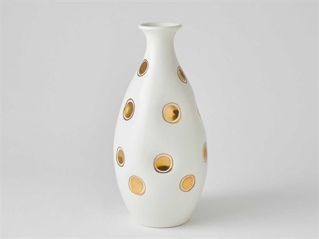 Global Views Dimples Bulbous White 9" Vase