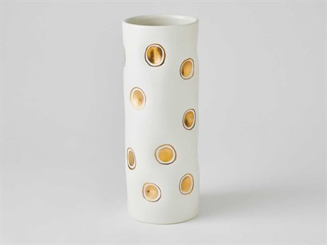 Global Views Dimples Cylinder White 6" Vase