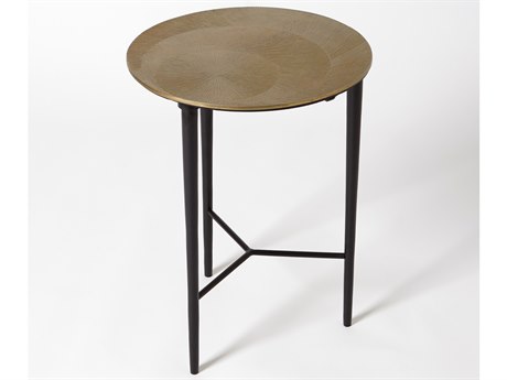Global Views Round Metal Antique Brass End Table