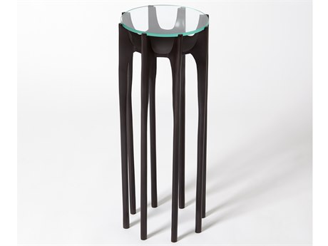 Global Views 9" Round Glass Oil Rubbed Bronze End Table