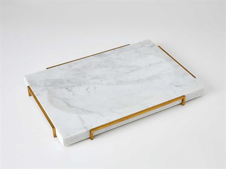 Global Views Overture White Marble Tray