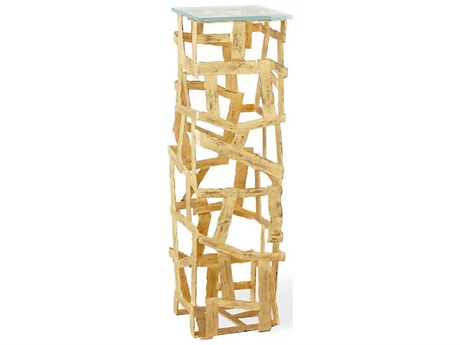 Global Views Square Glass Gold Leaf End Table