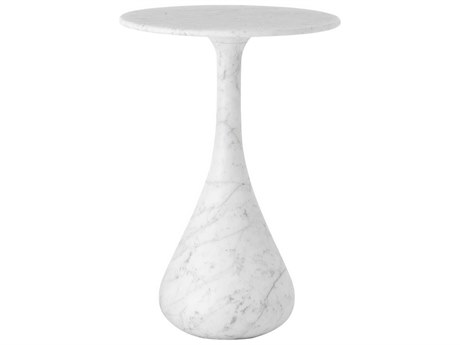 Global Views Dea Round Marble Grey White End Table