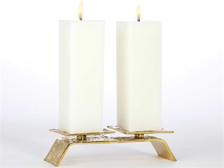 Global Views Double Torch Brass 11" Candle Holder