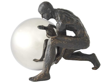Global Views Boulder Man with Nickel Sphere