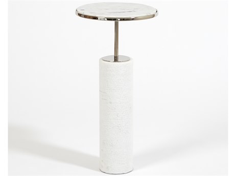 Global Views Round Marble Nickel End Table