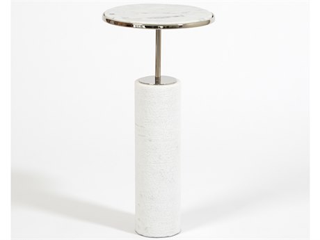 Global Views Round Marble Nickel End Table