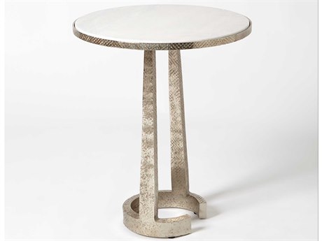 Global Views Round Marble Nickel End Table