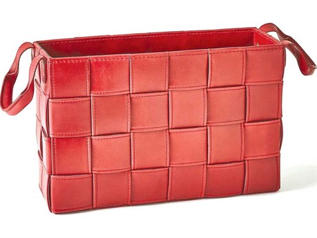 Global Views Woven Leather Deep Red 18" Basket