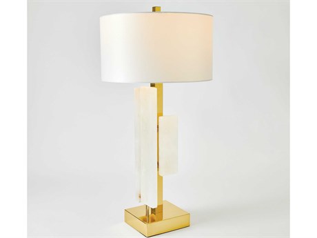 Global Views Alabaster Shiny Brass Gold Buffet Lamp