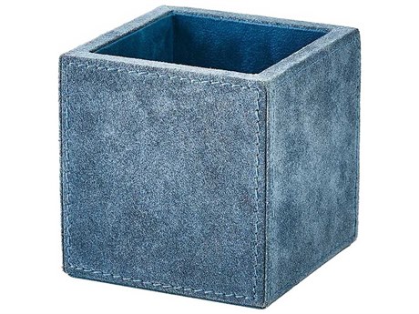 Global Views Dusty Blue Suede Posh Pencil Cup