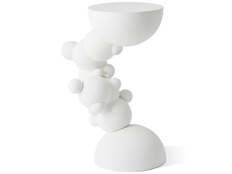 Global Views Bubbles Round Metal Matte White End Table