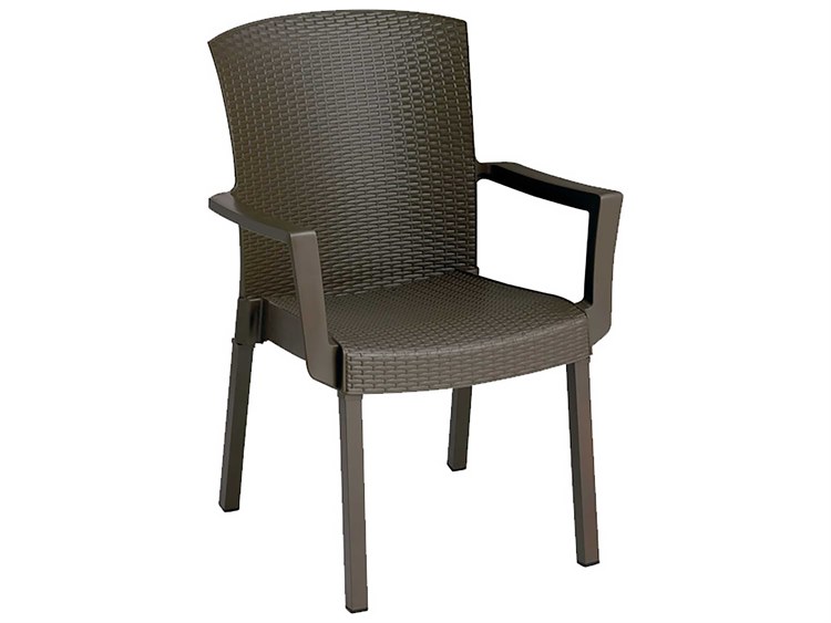 Grosfillex Havana Classic Aluminum Bronze Stacking Patio Dining Arm Chair