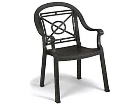 Grosfillex Victoria Classic Resin Charcoal Stacking Dining Arm Chair