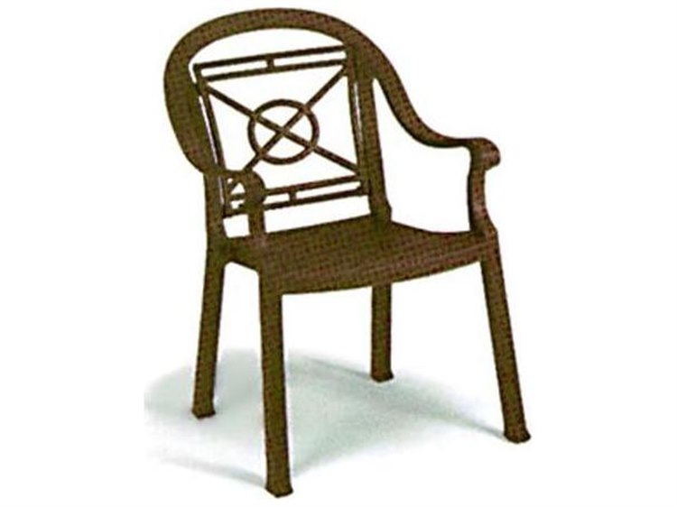 Grosfillex Victoria Classic Resin Bronze Mist Stacking Patio Dining Arm Chair