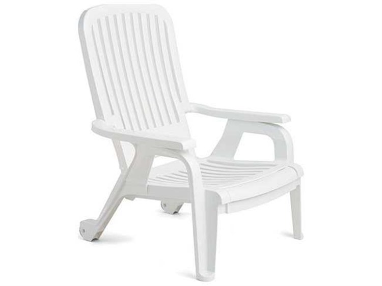 Grosfillex Bahia Resin White Stacking Deck Lounge Chair