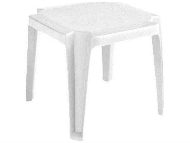 Grosfillex Miami Resin White 17" Square Low End Table