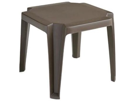 Grosfillex Miami Resin Bronze Mist 17'' Square Low End Table
