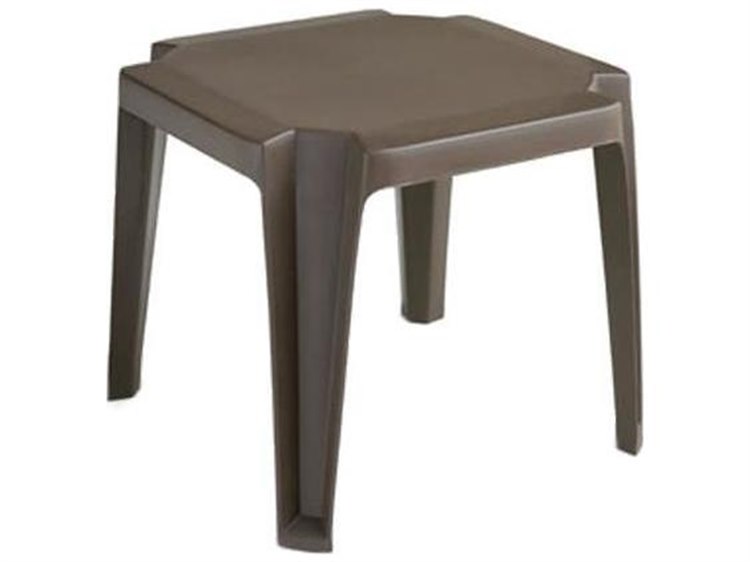 Grosfillex Miami Resin Bronze Mist Square Low Outdoor Patio End Table
