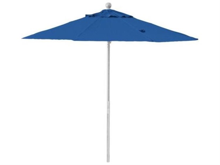 Grosfillex Windmaster Aluminum 7" Foot Round Push Up Umbrella in Pacific Blue