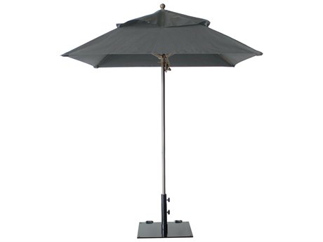 Grosfillex Windmaster Aluminum 6" Foot Square Fiberglass Umbrella in Charcoal Gray