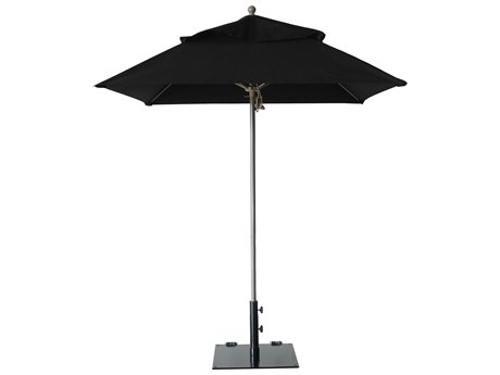 Grosfillex Windmaster Aluminum 6'' Foot Square Fiberglass Umbrella in Black