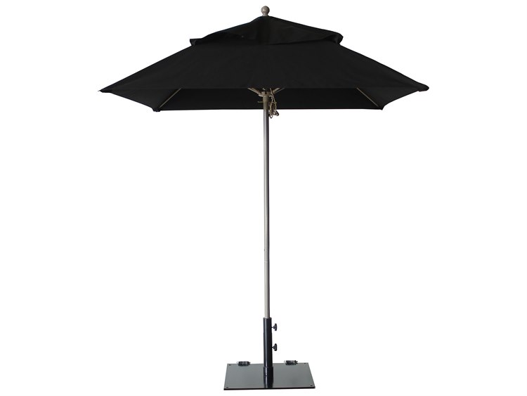 Grosfillex Windmaster Aluminum 6" Foot Square Fiberglass Umbrella in Black