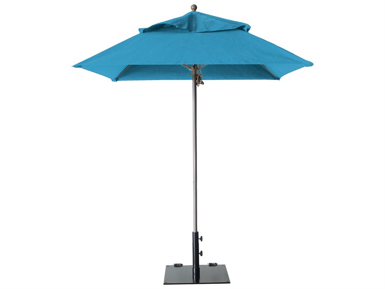 Grosfillex Windmaster Aluminum 6" Foot Square Fiberglass Umbrella in Sky Blue
