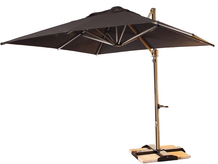 Grosfillex Windmaster Aluminum 10" Foot Square Fiberglass Umbrella in Charcoal Gray