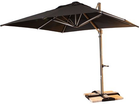 Grosfillex Windmaster Aluminum 10'' Foot Square Fiberglass Umbrella in Black