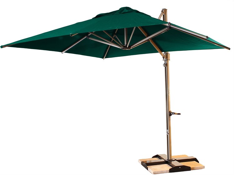 Grosfillex Windmaster Aluminum 10" Foot Square Fiberglass Umbrella in Forest Green