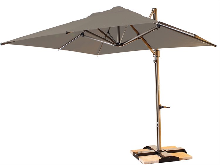 Grosfillex Windmaster Aluminum 10" Foot Square Fiberglass Umbrella in Linen
