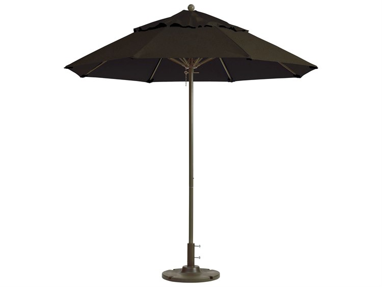 Grosfillex Windmaster Aluminum 9" Foot Round Fiberglass Umbrella in Charcoal Gray