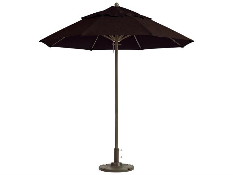 Grosfillex Windmaster Aluminum 9" Foot Round Fiberglass Umbrella in Black