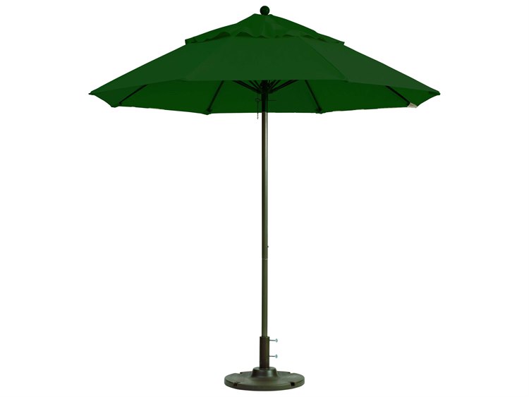 Grosfillex Windmaster Aluminum 9" Foot Round Fiberglass Umbrella in Fern Green
