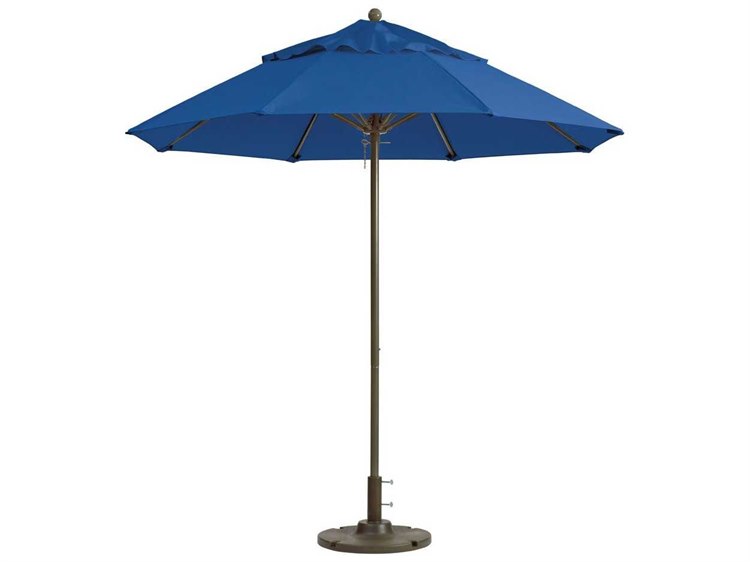 Grosfillex Windmaster Aluminum 9" Foot Round Fiberglass Umbrella in Pacific Blue