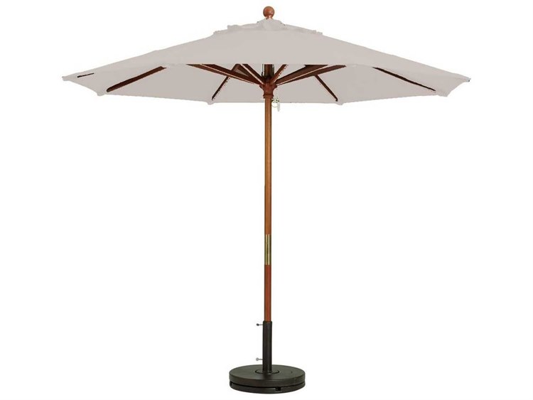 Grosfillex Market Wood 9' Foot Round Umbrella in Sand