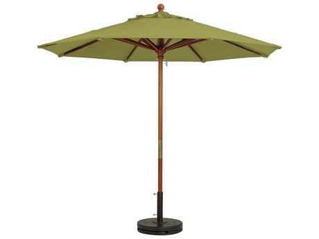 Grosfillex Market Wood 9' Foot Round Umbrella in Pesto