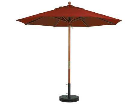 Grosfillex Market Wood 9' Foot Round Umbrella in Terra Cotta