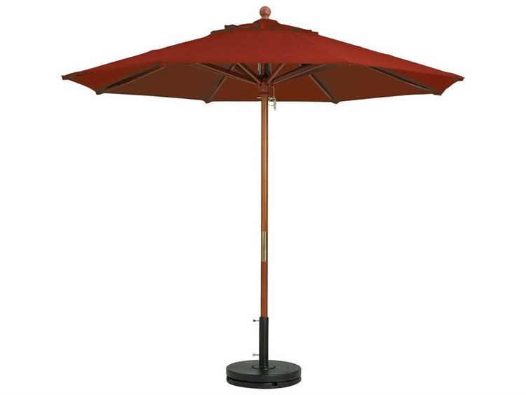 Grosfillex Market Wood 9' Foot Round Umbrella in Terra Cotta