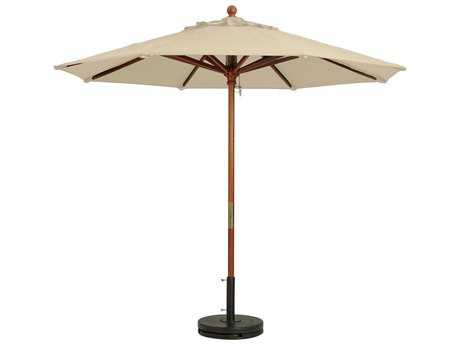 Grosfillex Market Wood 7' Foot Round Umbrella in Khaki